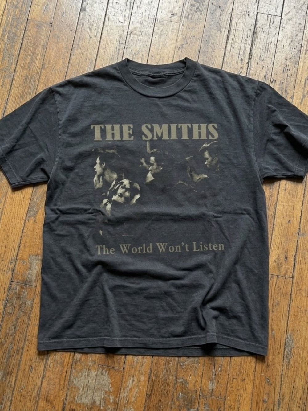 Gildan Black Graphic Tee with Faded Beige Print - The Smiths